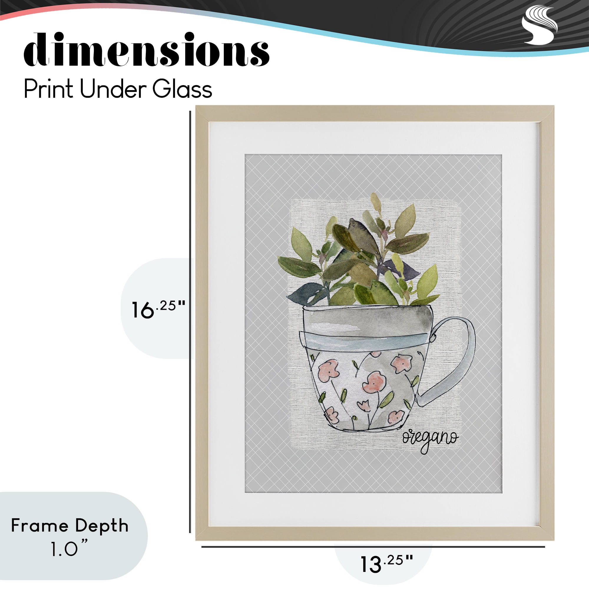 Stupell Industries Oregano Herb Mug Birch Framed Print Under Glass, design by Livi Finn