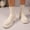 Beige, variant on Women’s Fall Winter Breathable Knit Sock Ankle Boots Round Toe Stretch Slip on Chunky Platform Low Block Heel Fashion Casual Booties Black 9(42)