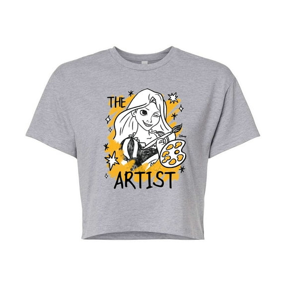 Disney - Rapunzel The Artist - Juniors Cropped Cotton Blend T-Shirt