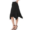 thumbnail image 4 of INSPIRE CHIC Ruffled Midi Skirt for Women's High Waist Flowy A-Line Handkerchief Hem Skirt XS Black, 4 of 6