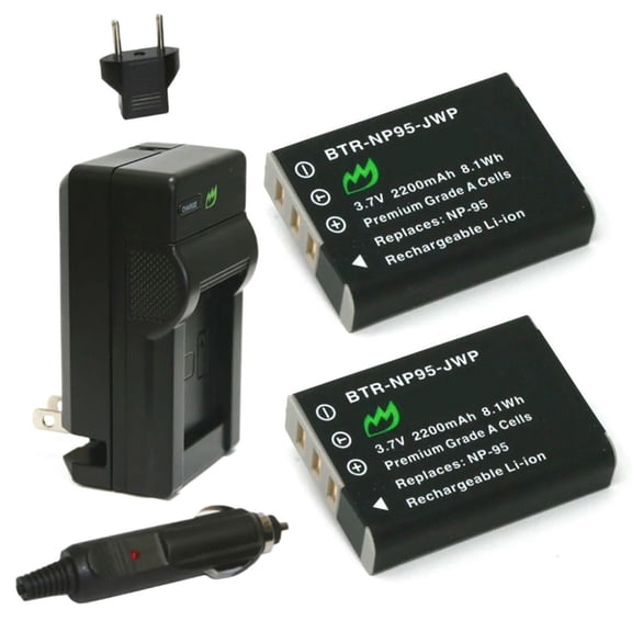 Replacement for Fujifilm Fuji X100 Battery (2-Pack, 2200mAh) and Charger with Car Adapter