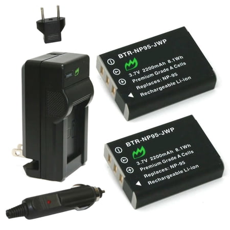Replacement for Fujifilm Fuji X30 Battery (2-Pack 2200mAh) and Charger with Car Adapter