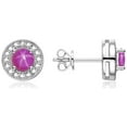 thumbnail image 2 of RYLOS Halo Designer Matching Set 14K Yellow Gold: Ring, Earring & Pendant Necklace Gemstone &  Diamonds 4MM Star Ruby July Birthstone; Size 8, 2 of 9