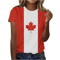 thumbnail image 2 of Sakmal Patchwork Funny T Shirts Short Sleeve Crew Neck Striped Canada Flag Tops Casual T-Shirts Tops Trendy 2025, 2 of 4