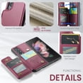 thumbnail image 4 of for Samsung Galaxy Z Fold 3 Premium PU Leather Back Case, Multiple Card Slots Design, Double Magnetic Clasp Study Kickstand RFID Blocking Classic Phone Cover for Samsung Galaxy Z Fold 3, Winered, 4 of 8