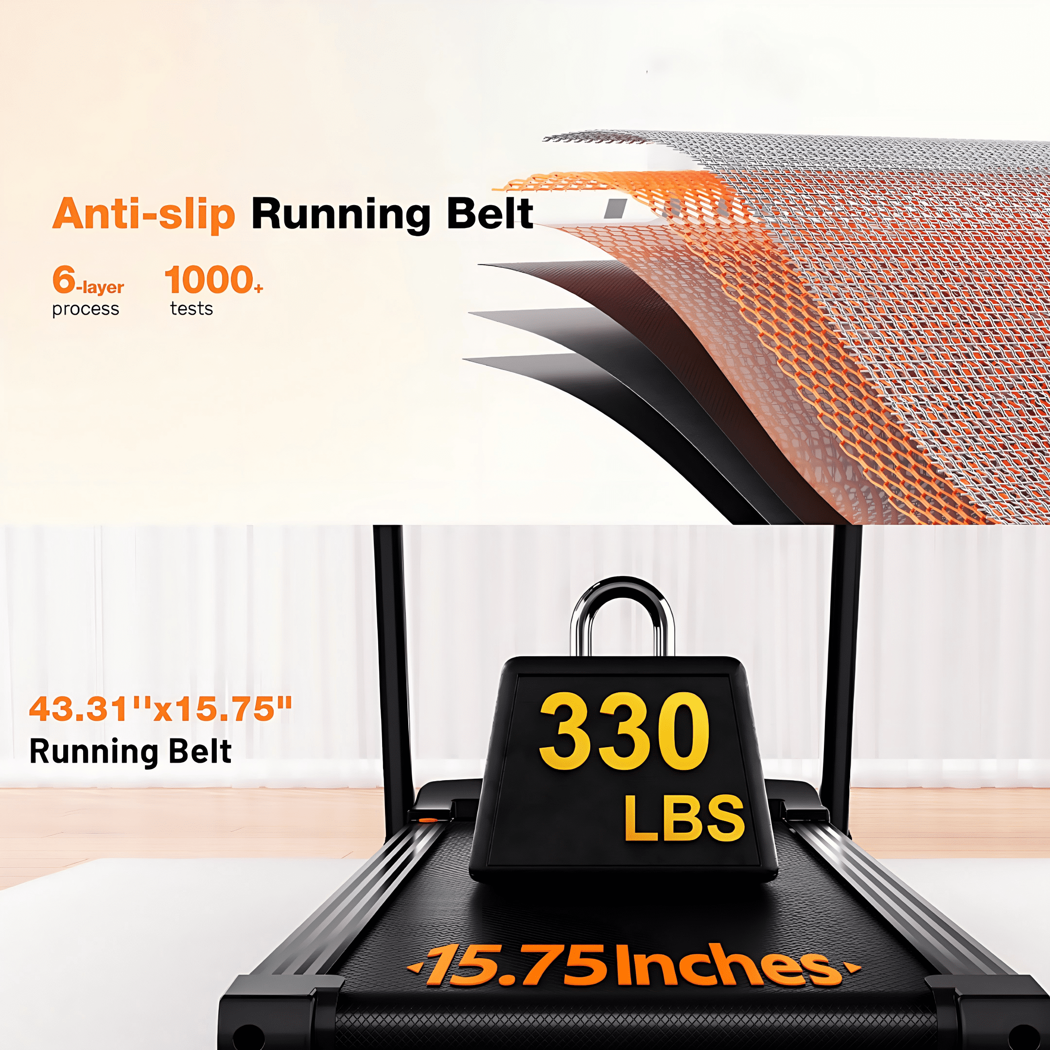 Foldable Electric Treadmill for Home with 0-15% Auto Incline,330-440lbs Capacity Portable Treadmill Compact 3.0 HP Portable Treadmill with Incline for Running Exercise with 7.5 MPH Speed