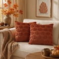 thumbnail image 7 of decorUhome Fall Throw Pillow Covers 18x18 Pack of 2, Soft Plush Faux Wool Couch Pillow Covers, Rust Pumpkin (Pillow Cover Only, No Inserts Included), 7 of 7
