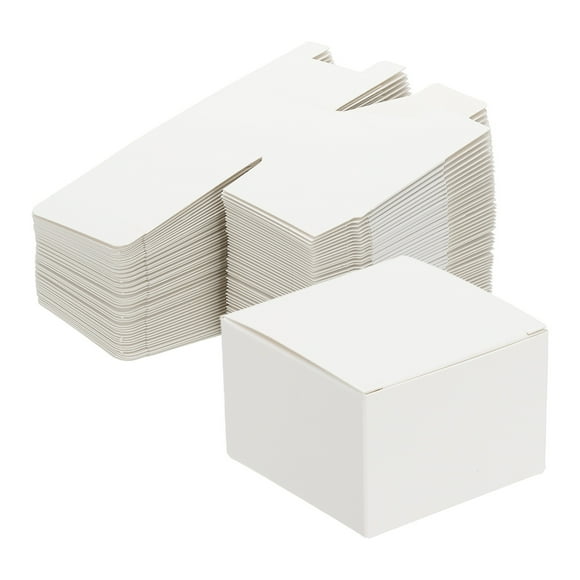Uxcell Gift Boxes with Lids, 50Pcs 2.36x2.36x1.57 inch Paper Boxes Kraft White