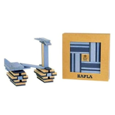 Kapla Building Blocks - Kapla: 40 Unique Building Blocks, Includes Full Color ART BOOK with Instructions (Light Blue with Dark Blue)