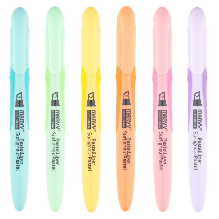 Marvy Uchida Pastel Liner, Chisel Tip, Assorted Colors, 6 Pc Set