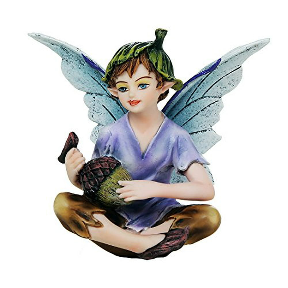 Fairy Garden Flower Boy Fairy with Acorn Decorative Mini Garden of Enchantment Figurine 3 Inch