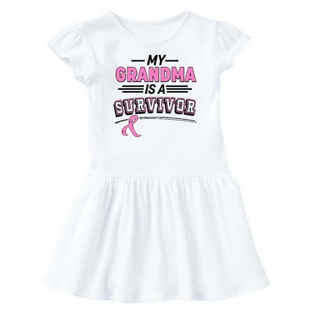 

Inktastic My Grandma is a Survivor Breast Cancer Awareness Gift Baby Girl Dress