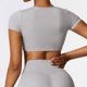 thumbnail image 5 of Vestido deportivo de manga corta con cuello redondo para mujer, camiseta de Yoga con sensación desnuda para correr, Fitness, entrenamiento en gimnasio, Top realzador, Camiseta deportiva ajustada, 5 of 5