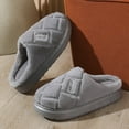 thumbnail image 4 of Slippers for Women,Slippers Women Men Cozy Thick Sole Soft Fuzzy Warm Slides for Winter Comfort,Womens Slippers,Z02 Grey,44, 4 of 5