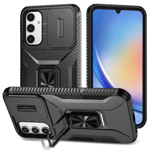 Funda para GANGXUN Samsung Galaxy A34 5G - Soporte metálico, Función magnética, Negro