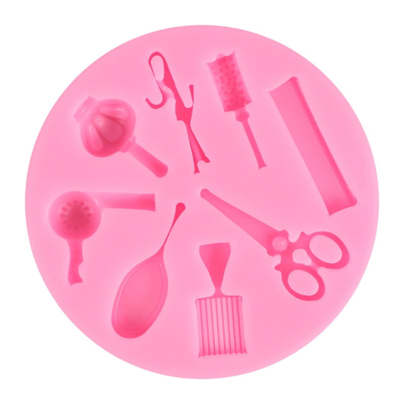 scissors hair dryer silicone mold baking cake decoration mold Hairdressing tools combs