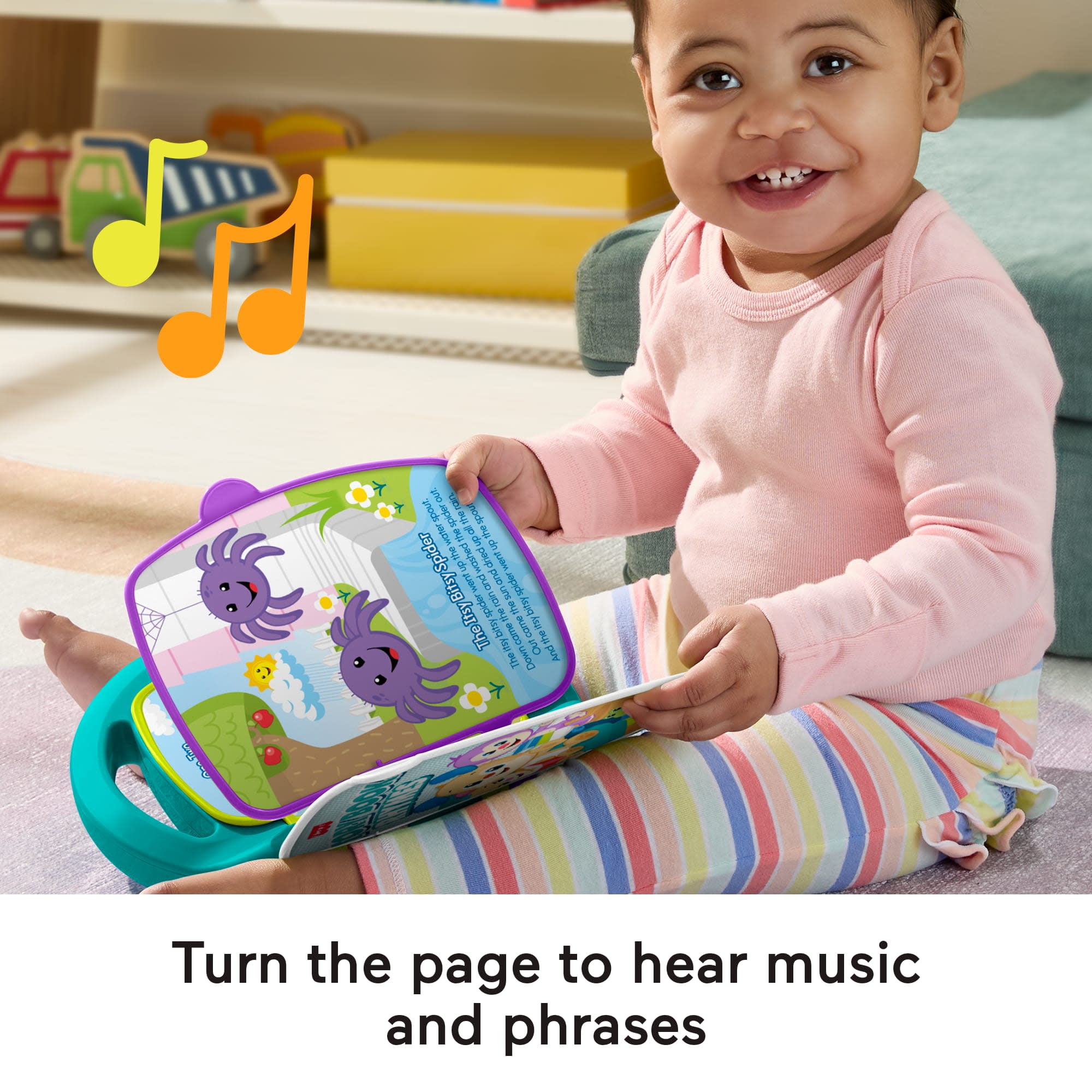 Fisher-Price Laugh & Learn Storybook Rhymes Musical Electronic Learning Toy for Baby & Toddler, Teal