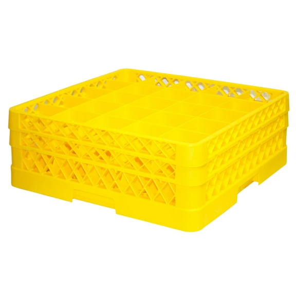 Traex TR6BB-08 Yellow 25 Compartment Glass Rack with 2 Extenders