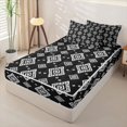 thumbnail image 2 of jejeloiu Modern Geometric Zipper Twin Comforter Sets with Fitted Sheet and 2 Pillowcases For Men Women,Tribal Diamond Zipper Bedding Set,Black White,Black Reversible,4 Pieces, 2 of 7