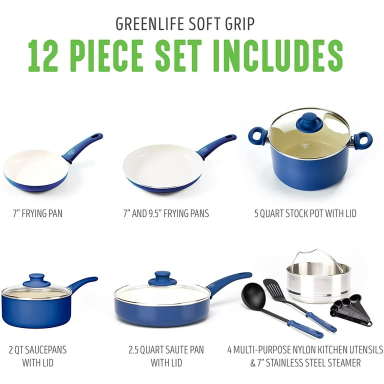Soft Grip Healthy Ceramic Nonstick Piece Cookware Pots and Pans