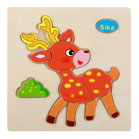 Children 3D Assemble Toy Kids Educational Intelligence Wooden Cartoon Design Assemble Toy Plane Animal Type 2