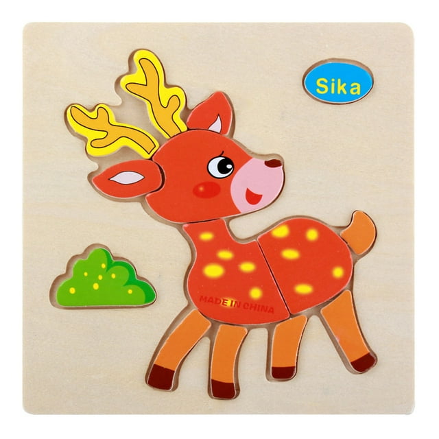 Children 3D Assemble Toy Kids Educational Intelligence Wooden Cartoon Design Assemble Toy Plane Animal Type 2