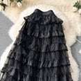 thumbnail image 5 of Women's High Waisted Maxi Tiered Skirt Multi Layered Ruffle Mesh Tulle A-Line Tutu Skirt Flowy Elegant Boho Style Skirt Formal Party Evening Wedding Guest Apparel, 5 of 5