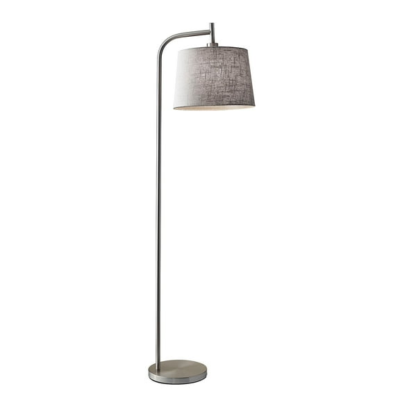Adesso® Blake Floor Lamp, 58"H, Gray Shade/Brushed Steel Base