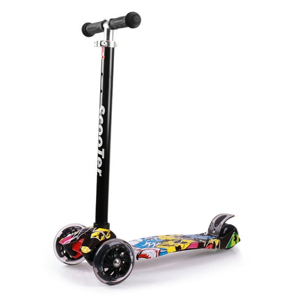 Amdohai Foldable Scooter for Kids 3 Wheel Scooter with Light Up Wheels Kick Scooter for Toddlers 3-8 Year with Adjustable Height Lightweight Scooter