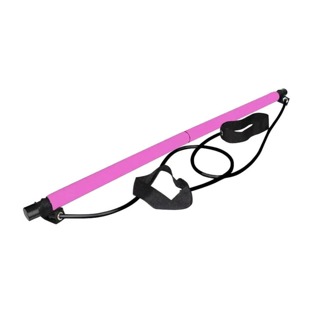 Lipstore Pilates Bar Pull Rod Equipment Detachable Chest Expanding Elastic Rope Pink