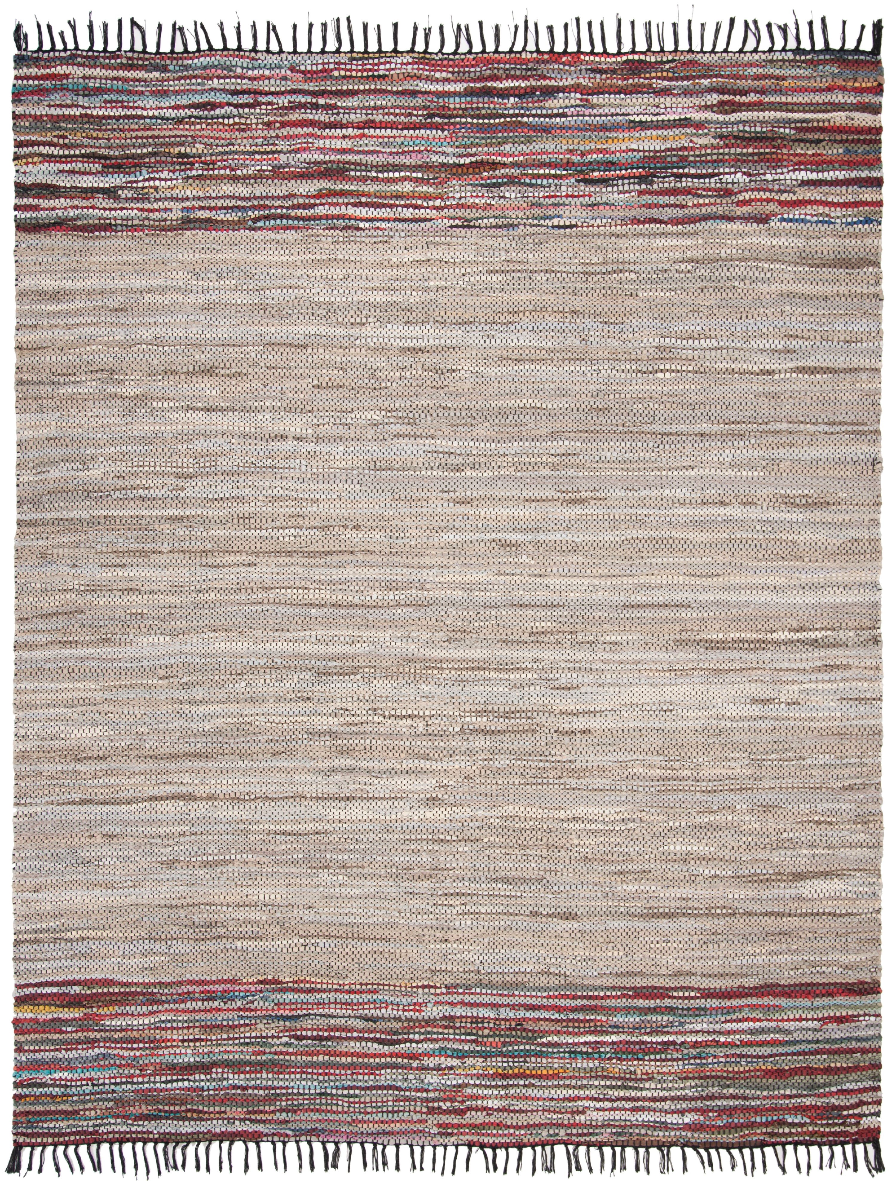 SAFAVIEH Vintage Leather Jantar Striped Braided Area Rug, Beige/Multi, 8' x 10'