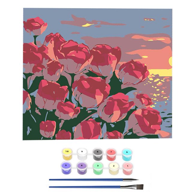 SGACAI Pintura digital DIY Nueva pintura al óleo digital Paisaje Pintura de flores Haute л◇