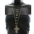 thumbnail image 3 of Mi Amore Cross Necklace-Earring-Set Gold-Tone/Gray, 3 of 3