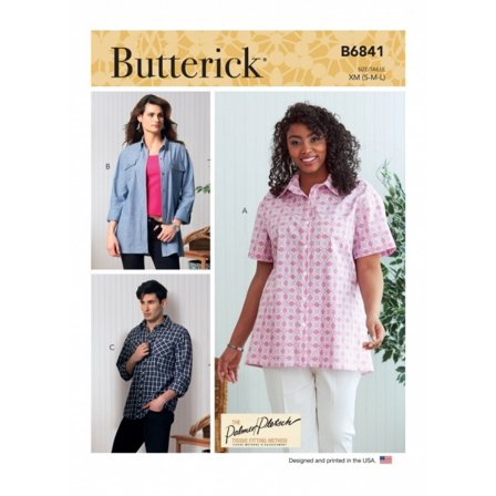 Butterick Sewing Pattern 6841 Shirts XM (S-M-L)
