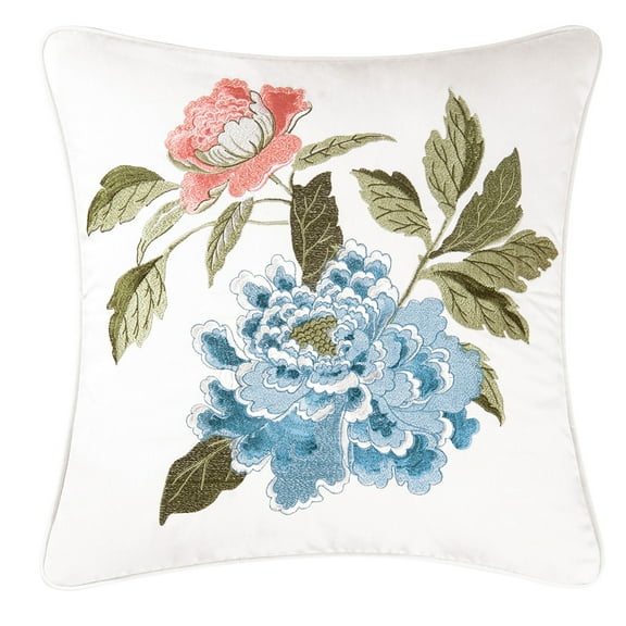 Marianne Embroidered Throw Pillow, 18" x 18"