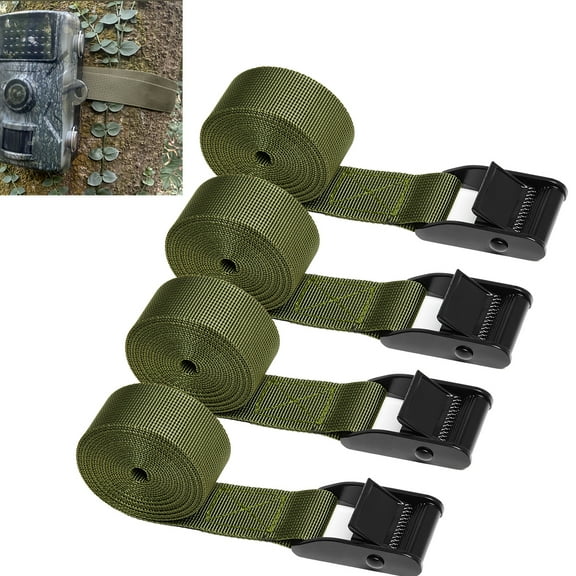 4Pcs Heavy Duty Trail & Game Camera Mount Straps Belts Hunting Camera Tree Mounting Strap Belts Kit, Tie Down Straps with Buckle Portable UV Resistant and Foldable Nylon Fiber Strap Hunting Accessory