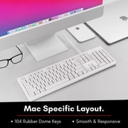 Macally White 104 Key Full Size USB Keyboard with Number Pad and Shortcut Keys for Mac