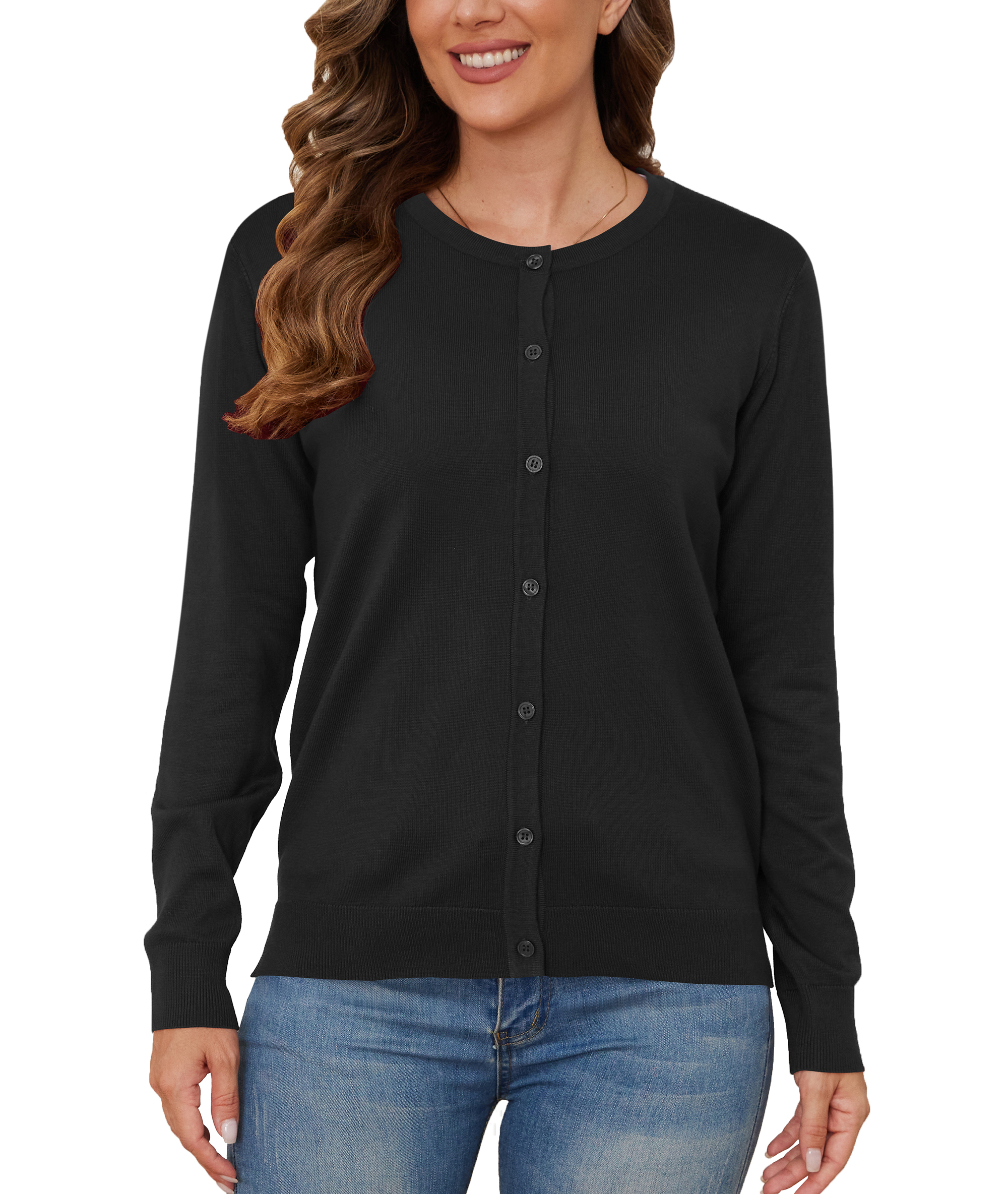 UVPLove Women's Lightweight Button-Down Cardigan, Black photo 4