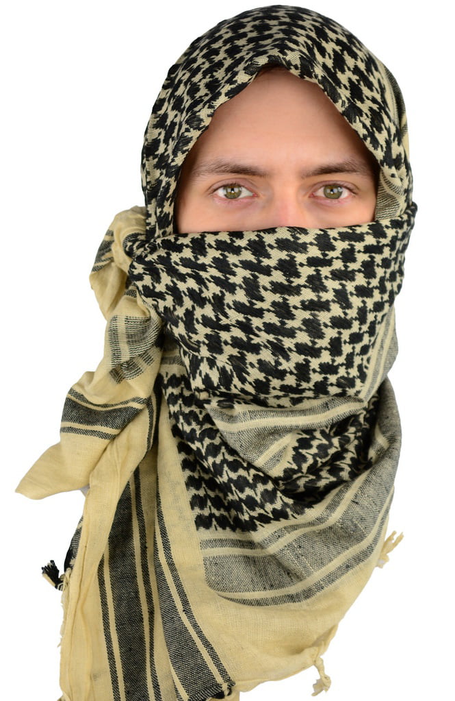 KINGREE Military Shemagh Tactical Desert 100% Cotton Keffiyeh Scarf Wrap Shemagh Head Neck Scarf Arab Scarf