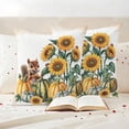 thumbnail image 3 of Fall Sunflower Outdoor Waterproof Pillow Covers, Orange Green Blue Pumpkin Squirrel Decorative Square Throw Pillowcase Sofa Cushion Sham for Patio/Couch/Chair, 16"x16" 2 Pack, 3 of 8
