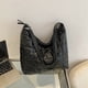 thumbnail image 4 of Bolso tote de hombro de moda acolchado de algodón de gran capacidad con asa superior (negro), 4 of 8