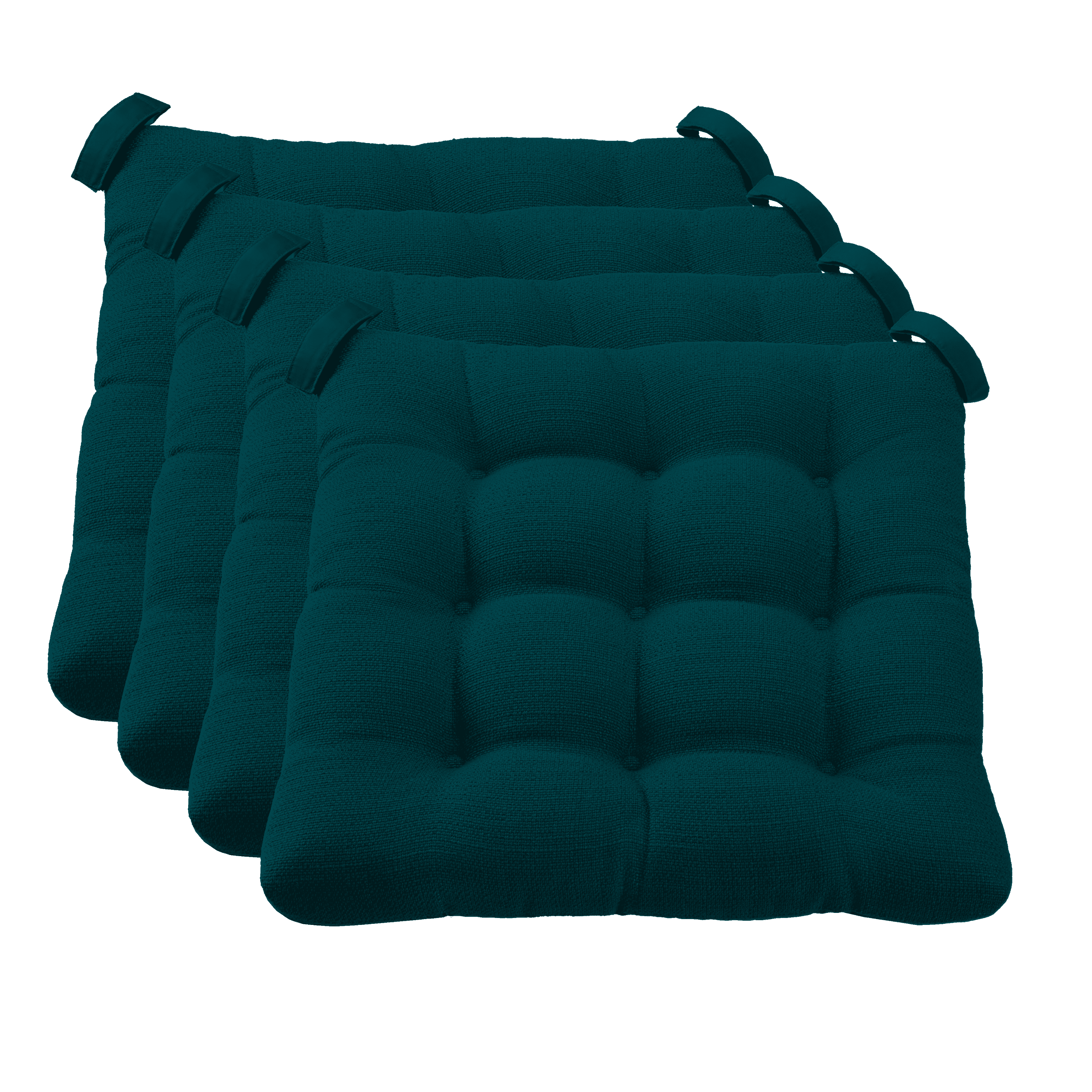Mainstays Textured Chair Seat Pad (Chair Cushion), Teal Rain Color, 4