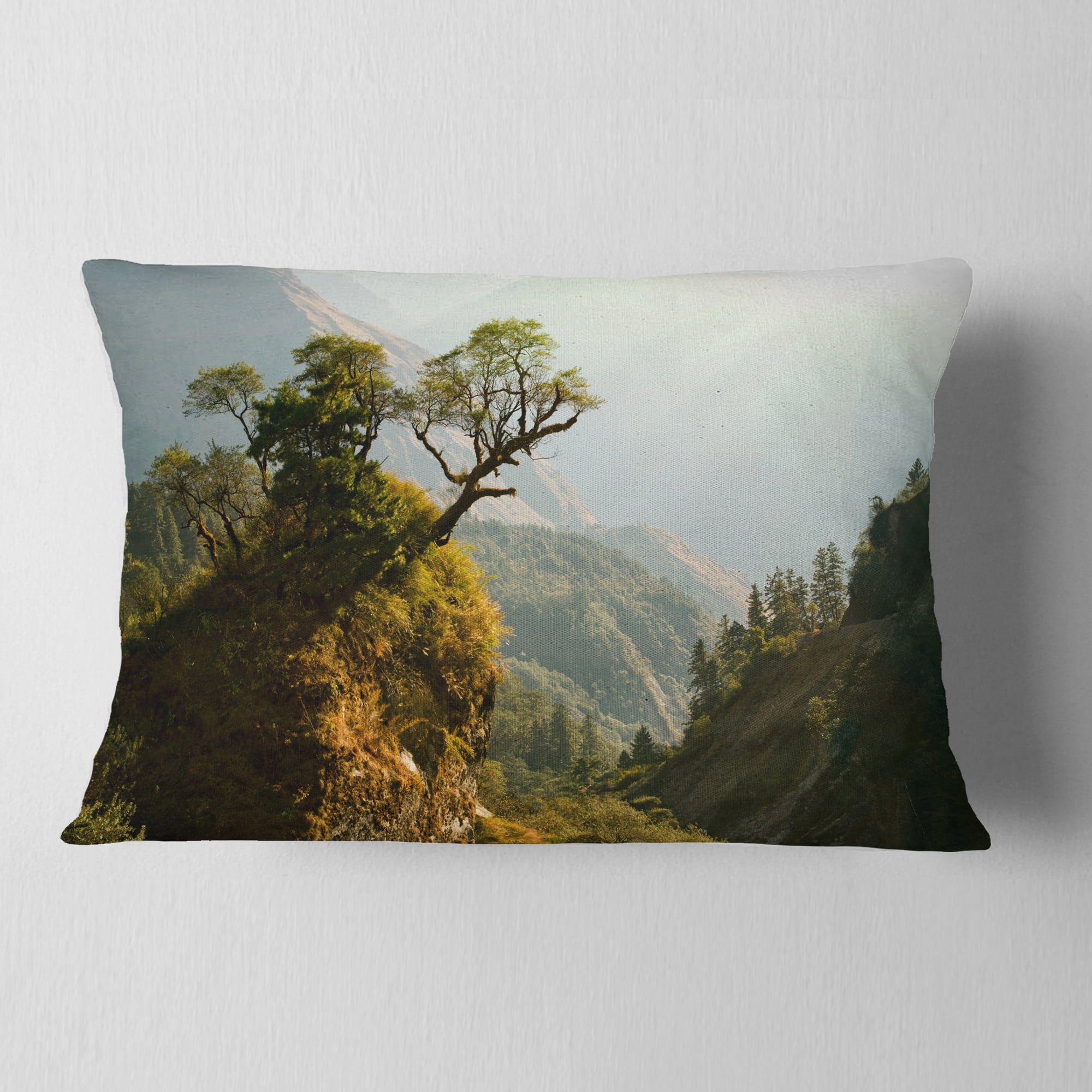 Designart Enchanted Nepal Mountains - Landscape Photography Throw Pillow - 12x20