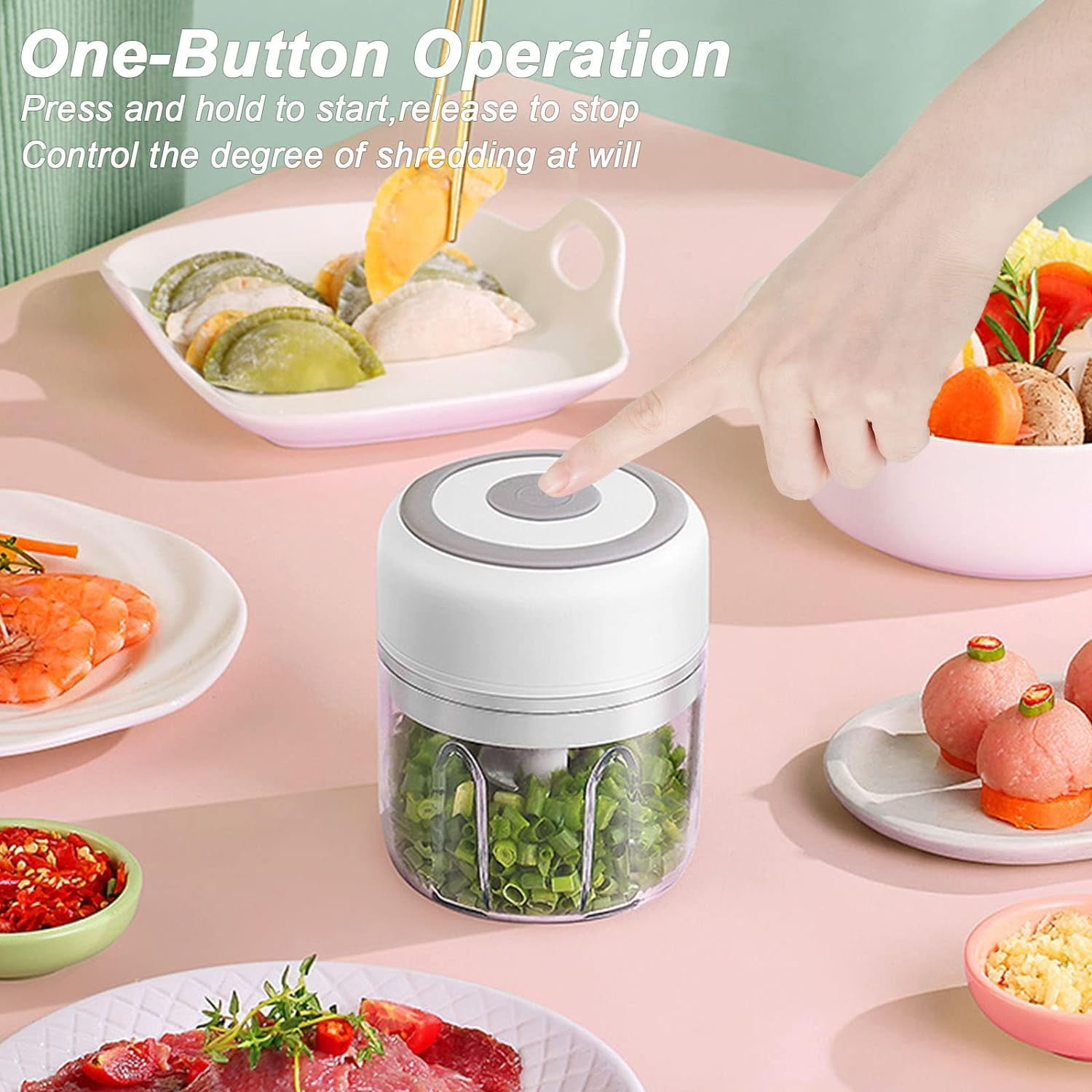 Electric Mini Garlic Chopper, 100ML Food Chopper Garlic Mincer USB, Vegetable Chopper, Onion Chopper, Portable Small Food Processor for Garlic, Ginger, Chili, Vegetables