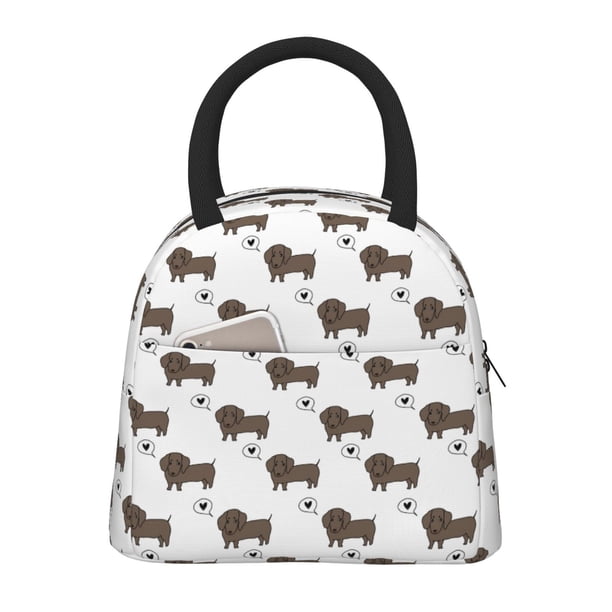Easygdp Dachshund Dog Bolsa de Almuerzo Insulada Grande, Forro de Aluminio, Diseño Espacioso, a Prueba de Fugas, Ideal para Trabajo, Picnics, Viajes y Actividades al Aire Libre