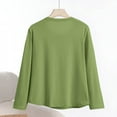 thumbnail image 3 of Fesfesfes Womens Trendy Tee Fall Solid Color Classic Round Neck Slim Long Sleeved Yoga Suit T-Shirt Tops Loose Comfy Lightweight Tops(Green#3,5XL), 3 of 6