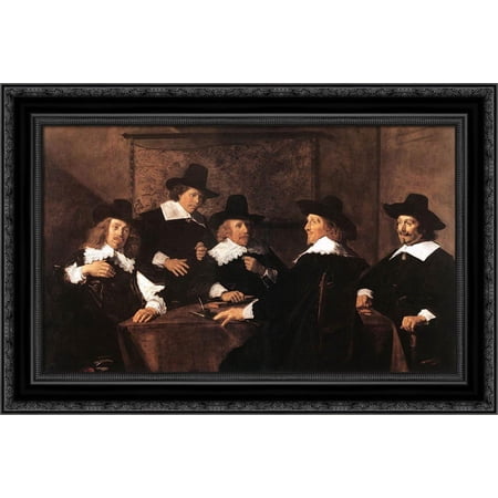 Regents of the St Elizabeth Hospital of Haarlem 24x17 Black Ornate Wood Framed Canvas Art by Hals, Frans