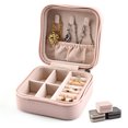 thumbnail image 1 of Portable Faux Leather Zip Jewelry Box Ring Earrings Bracelet Storage Case Pouch, 1 of 8