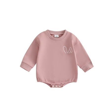 

Awevudst Baby Easter Romper Long Sleeve Rabbit Ears Print Fall Bodysuit