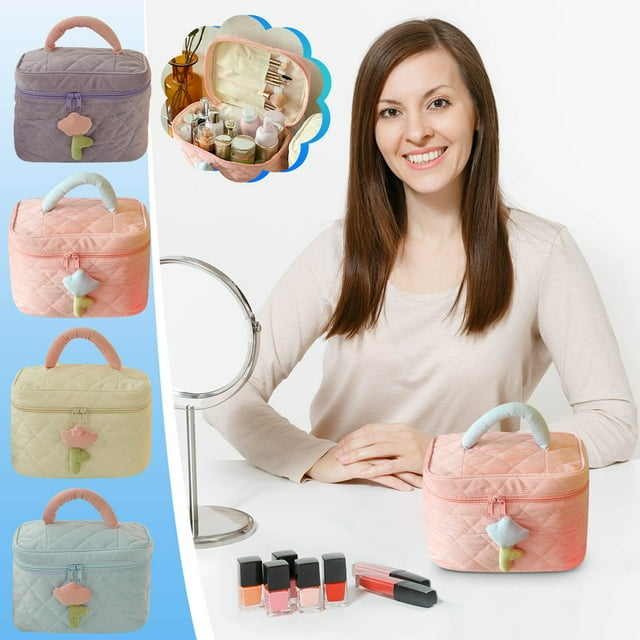 Bolsa grande de cosméticos para mujer - Organizador de viaje de artículos de aseo de 23x16x15,5 cm con bolsa con cremallera, estuche de almacenamiento para viajes y trabajo y uso diario